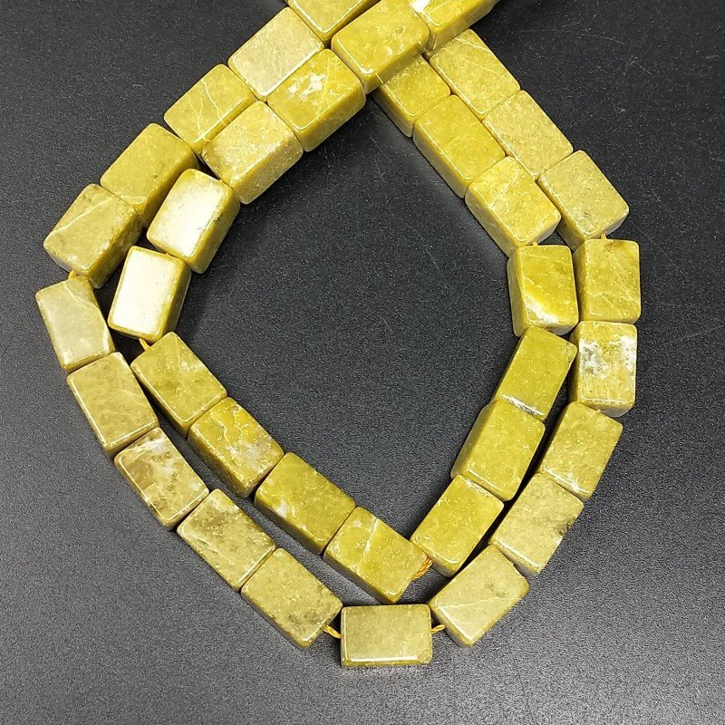 Giada Oliva Naturale in Perline Forma Rettangolare Piatto Liscio Foro Passante 08X12mm