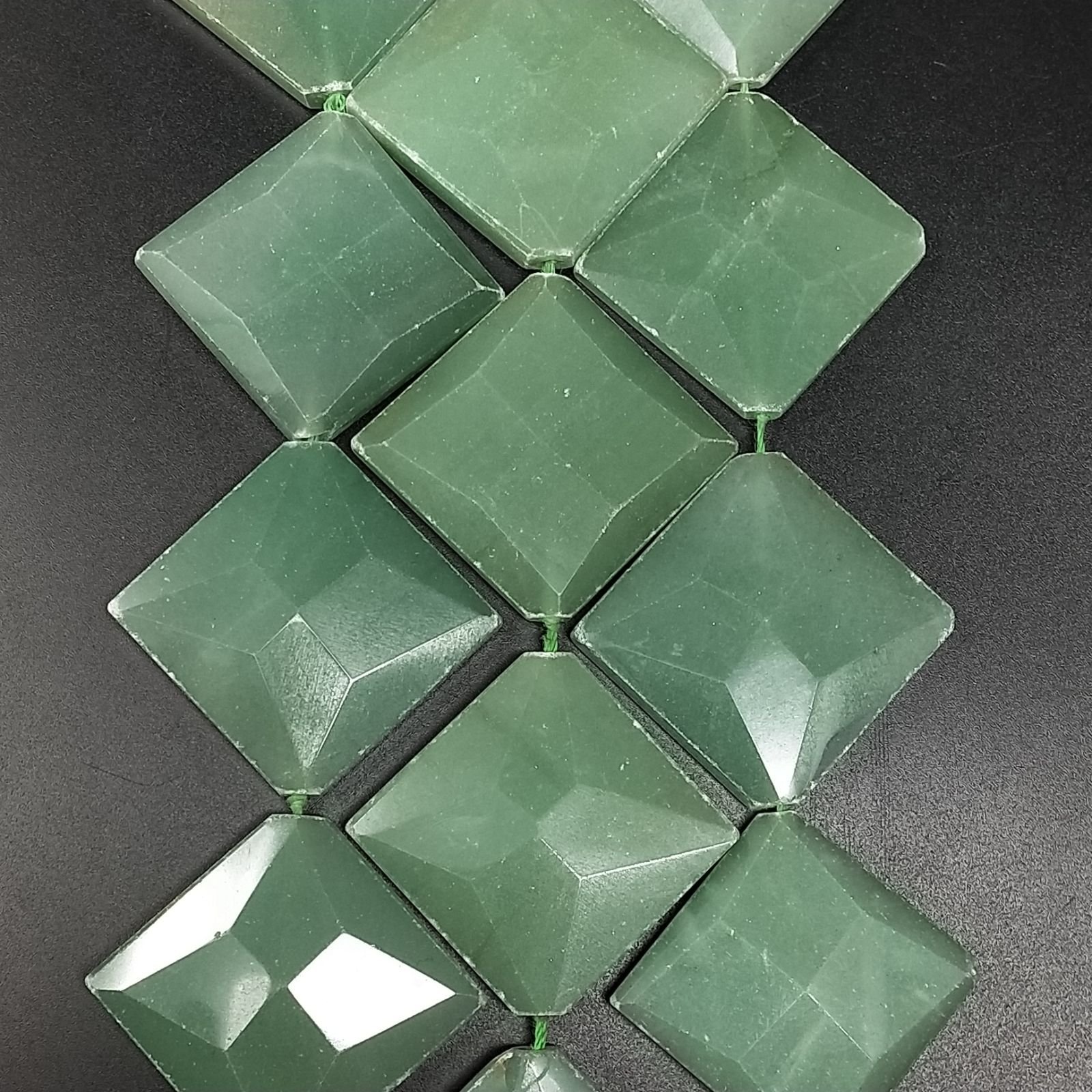 Avventurina Verde Naturale in Perline Forma Rombo Piatto Sfaccettato Foro Diagonale 43X38mm
