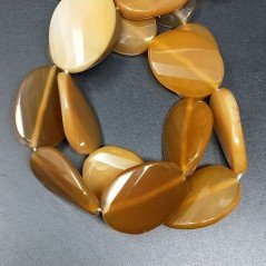 Agata Gialla in Perline Forma Ovale Piatto Sfaccettato Elicoidale Foro Passante 24X34mm