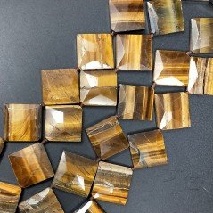 Occhio di Tigre Naturale in Perline Forma Rombo Piatto Sfaccettato Foro Diagonale 26mm