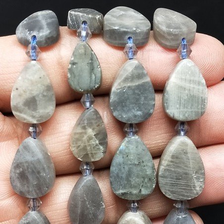 Labradorite Naturale in Perline Forma Goccia Piatto Liscio Satinato-Matte Foro Passante 09-12X14-18mm