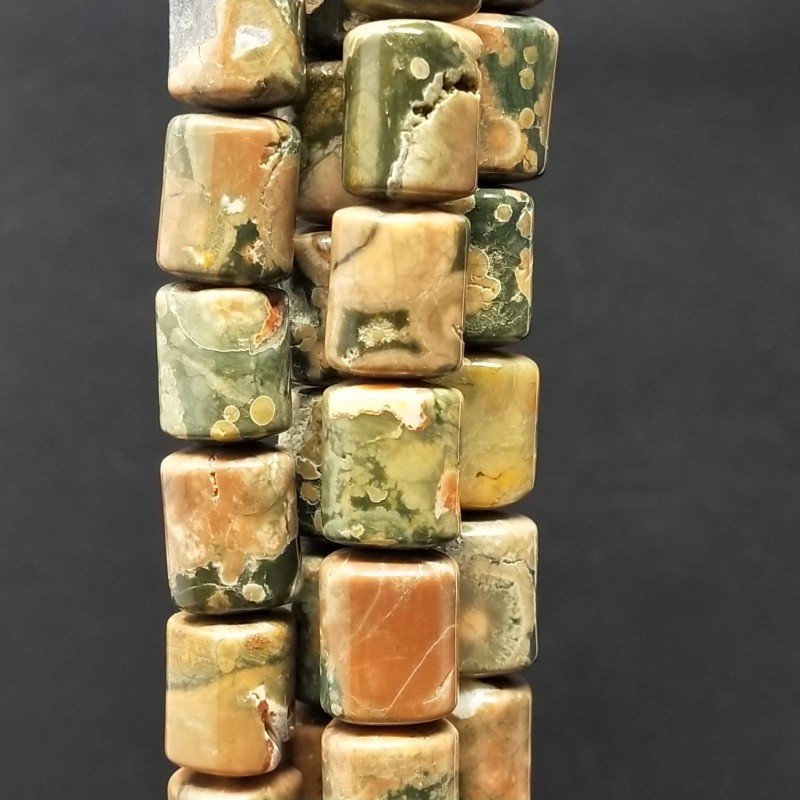 Diaspro Verde (Riolite) Perline Forma Barilotto Liscio 10x14mm