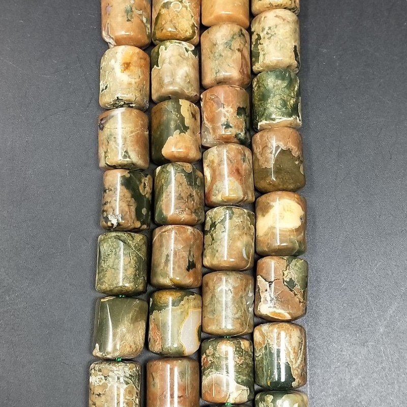 Diaspro Verde (Riolite) Perline Forma Barilotto Liscio 10x14mm