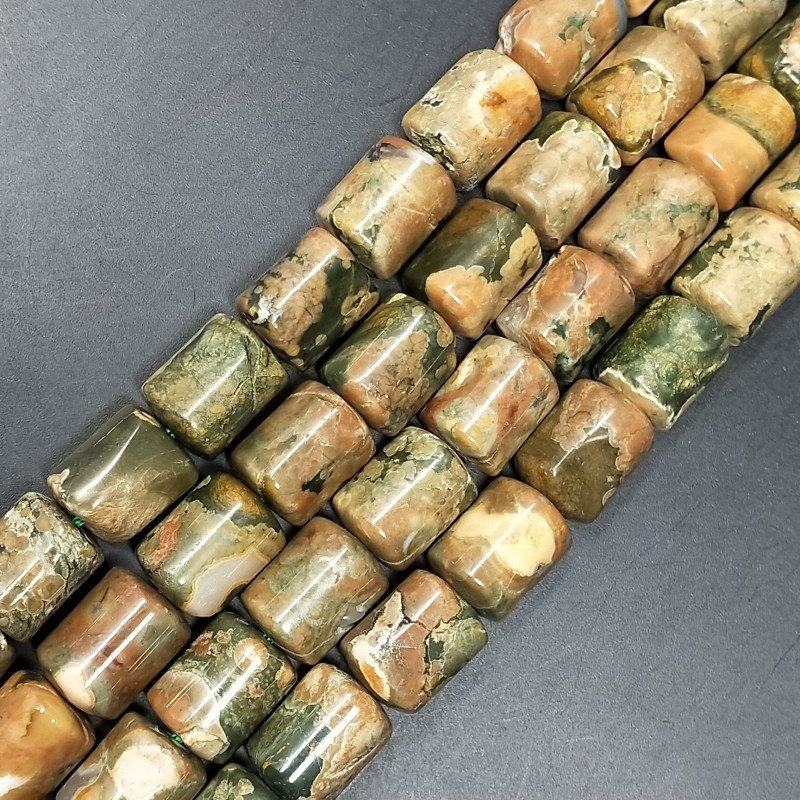 Diaspro Verde (Riolite) Perline Forma Barilotto Liscio 10x14mm