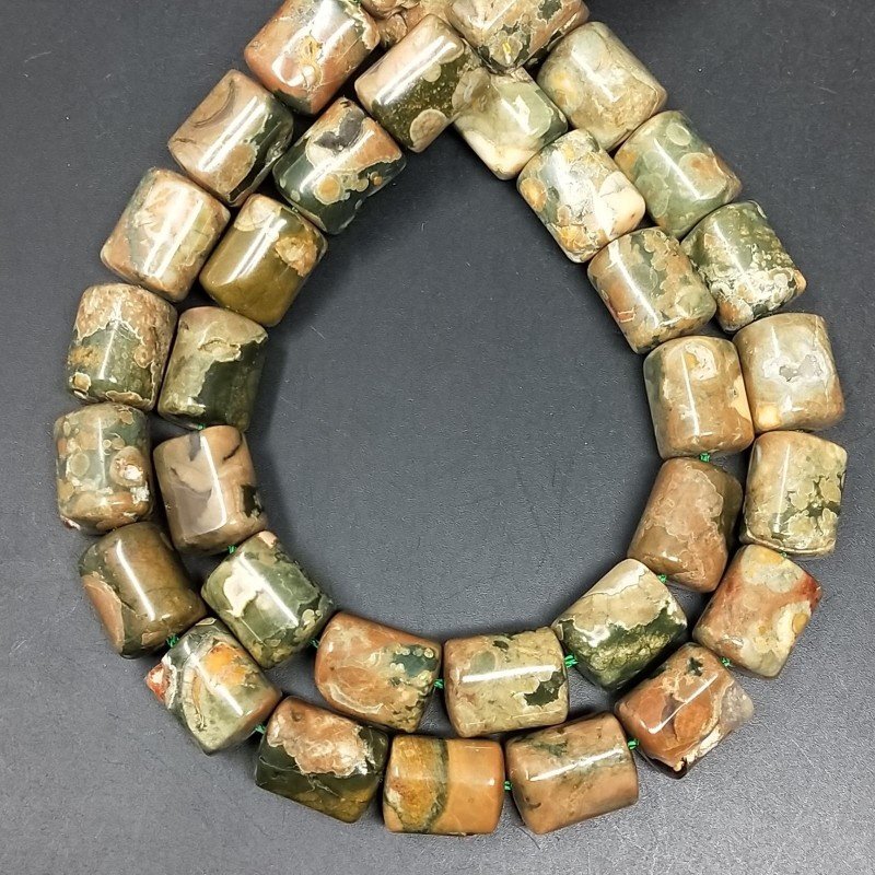 Diaspro Verde (Riolite) Perline Forma Barilotto Liscio 10x14mm