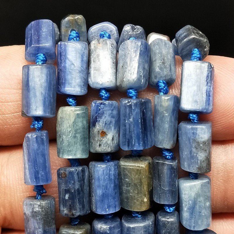 Cianite Perline Forma Cilindro Grezzo Liscio Irregolare 06-08X09X12mm