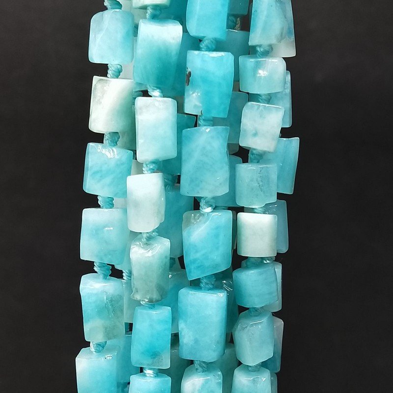 Amazzonite Peru Grezzo Perline Forma Cilindro Grezzo Liscio Irregolare 06-08X09X12mm