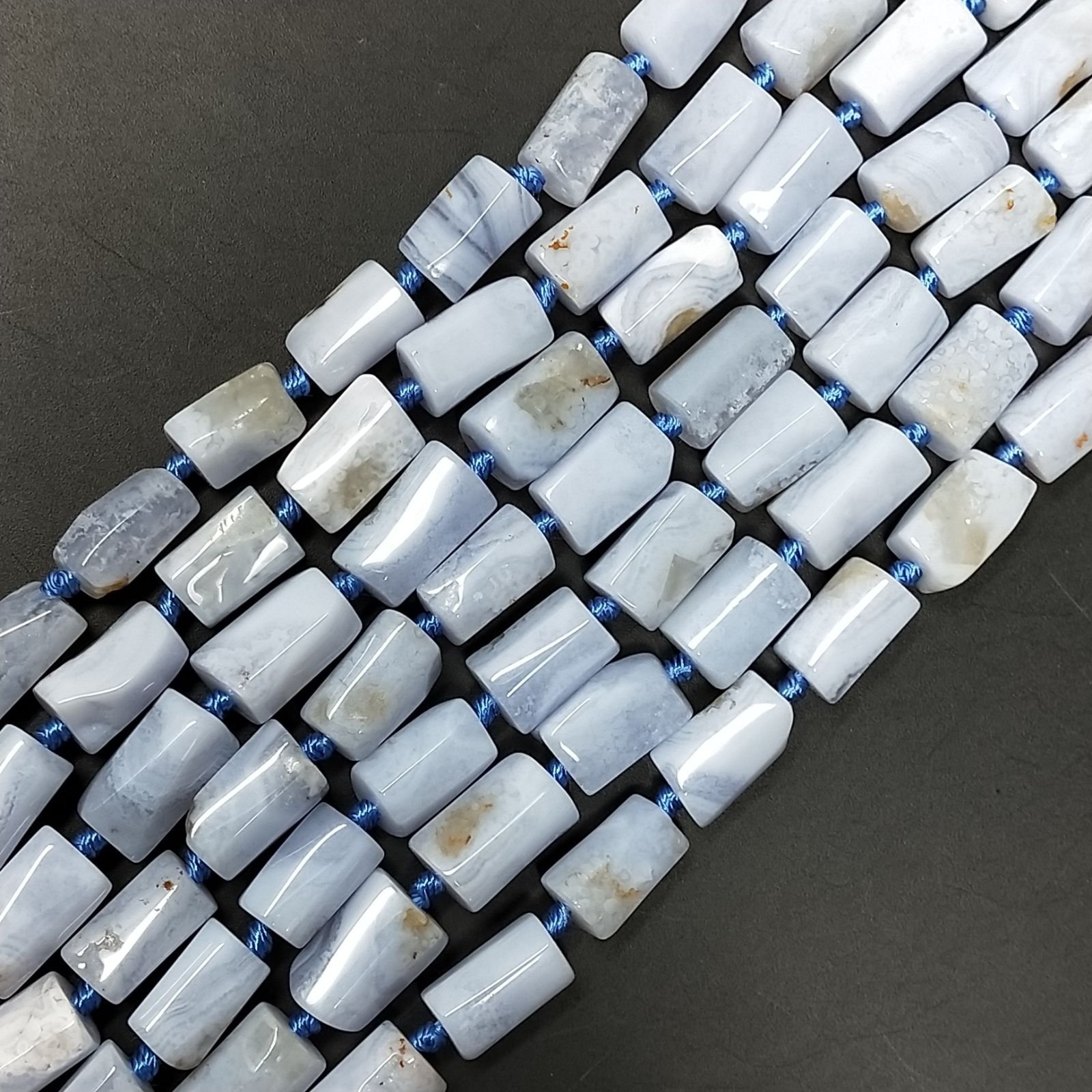 Calcedonio Grezzo Perline Forma Cilindro Grezzo Liscio Irregolare 06-08X09X12mm