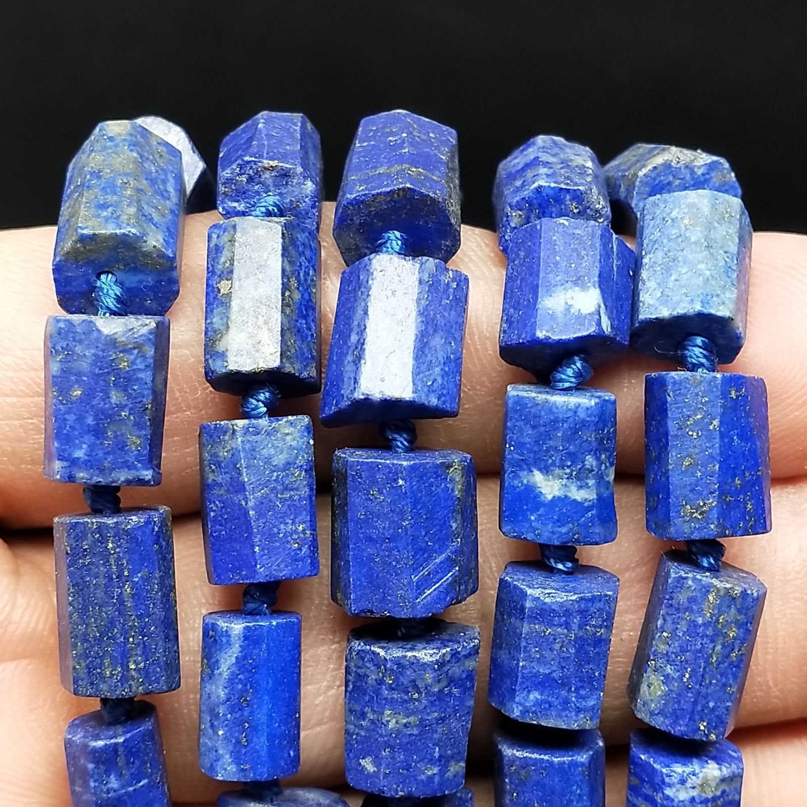 Lapis Lazuli Perline Forma Cilindro Grezzo Liscio Irregolare 06-08X09X12mm
