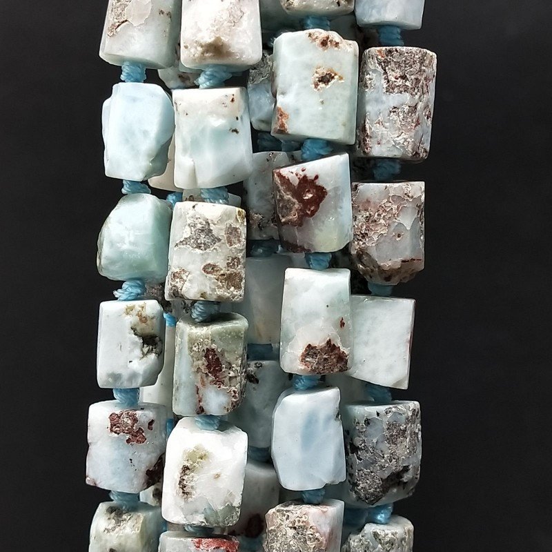 Larimar Perline Forma Cilindro Grezzo Liscio Irregolare 06-08X09-12mm