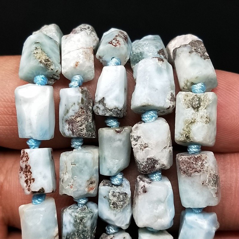 Larimar Perline Forma Cilindro Grezzo Liscio Irregolare 06-08X09-12mm