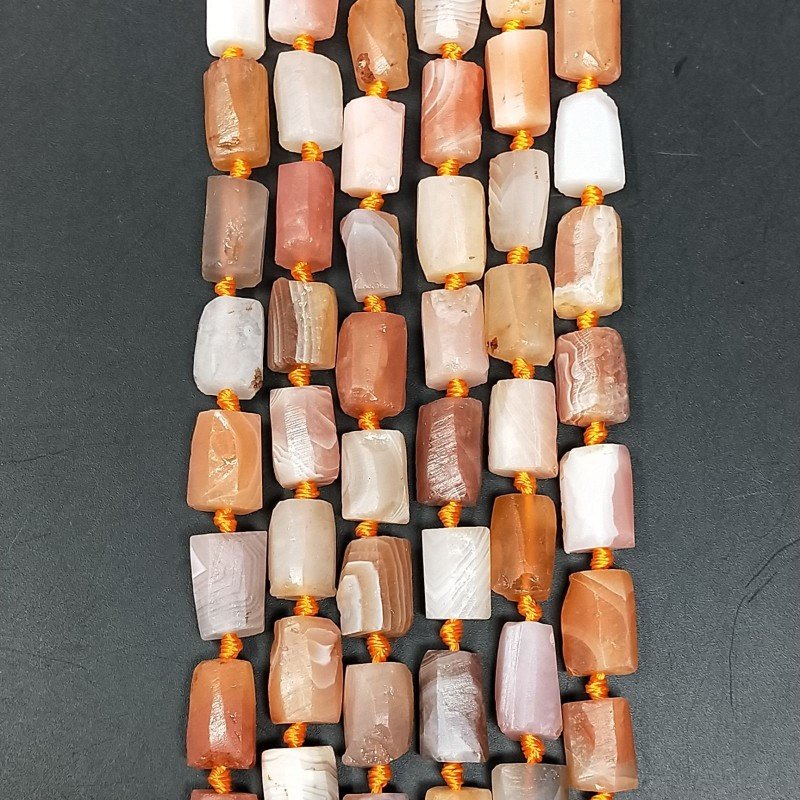 Agata Botswana Rossa Satinato Grezzo Sfumato Perline Forma Cilindro Sasso Irregolare