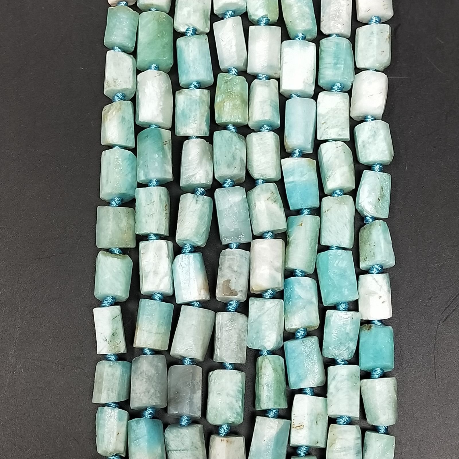 Amazzonite Braziliana Perline Forma Cilindro Grezzo Liscio Irregolare 06-08X09X12mm
