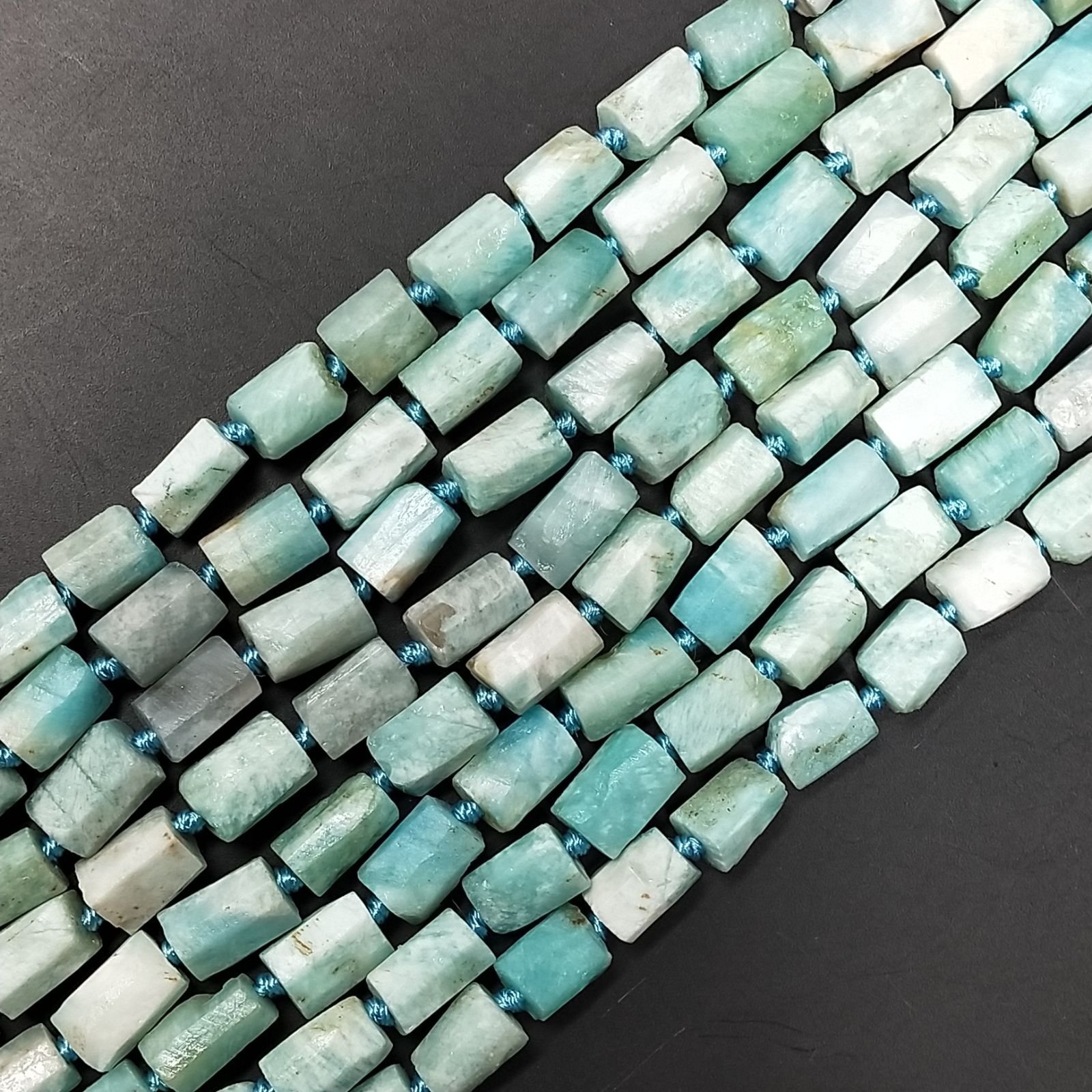 Amazzonite Braziliana Perline Forma Cilindro Grezzo Liscio Irregolare 06-08X09X12mm