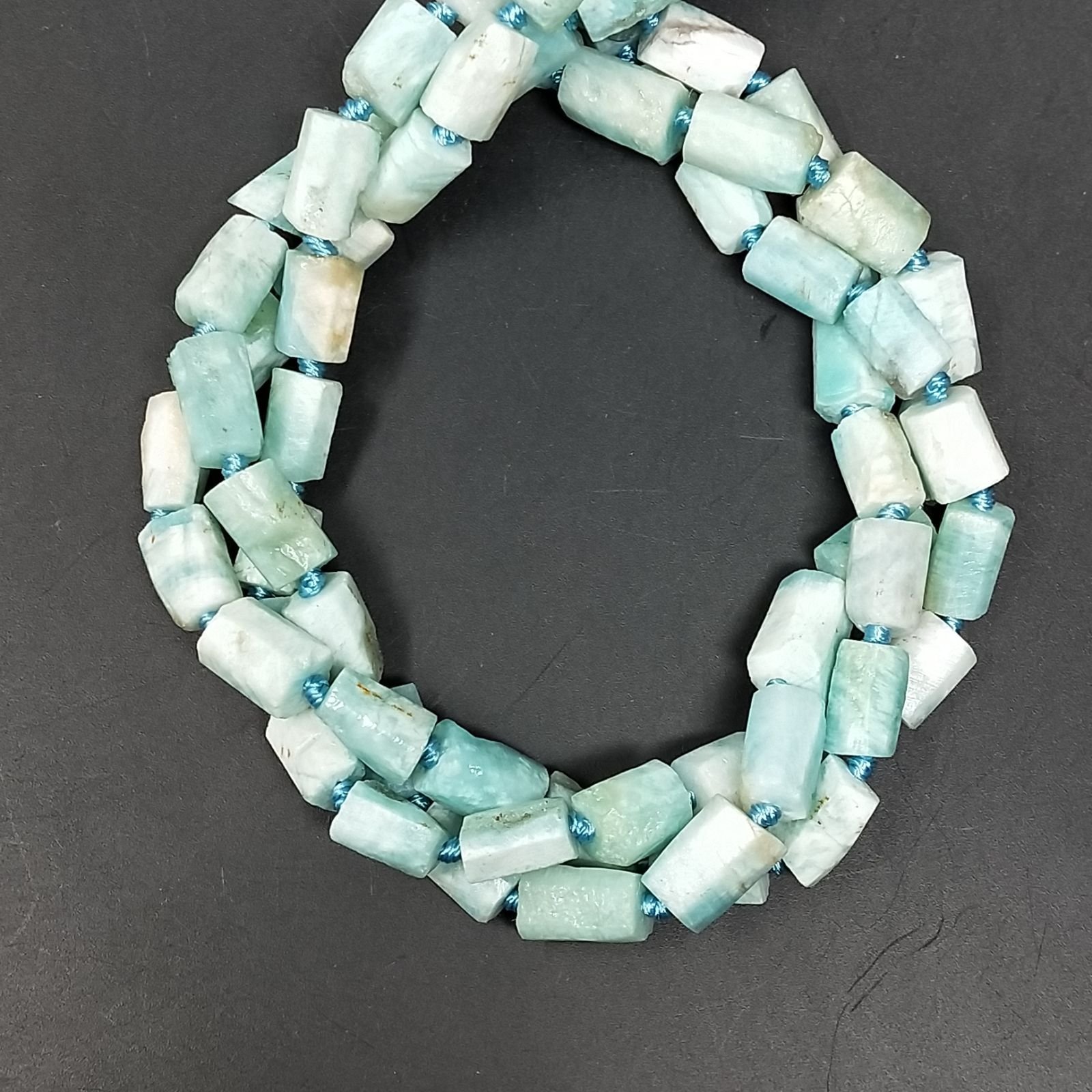 Amazzonite Braziliana Perline Forma Cilindro Grezzo Liscio Irregolare 06-08X09X12mm