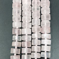 Quarzo Rosa Naturale in Perline Forma Rondelle Liscio Satinato Matte Foro Passante 12-14mm