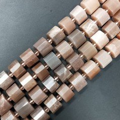 Pietra Di Luna Perline Forma Cilindro Sfaccettato Taglio Laser 12x10mm