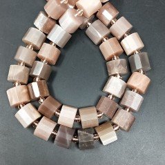 Pietra Di Luna Perline Forma Cilindro Sfaccettato Taglio Laser 12x10mm