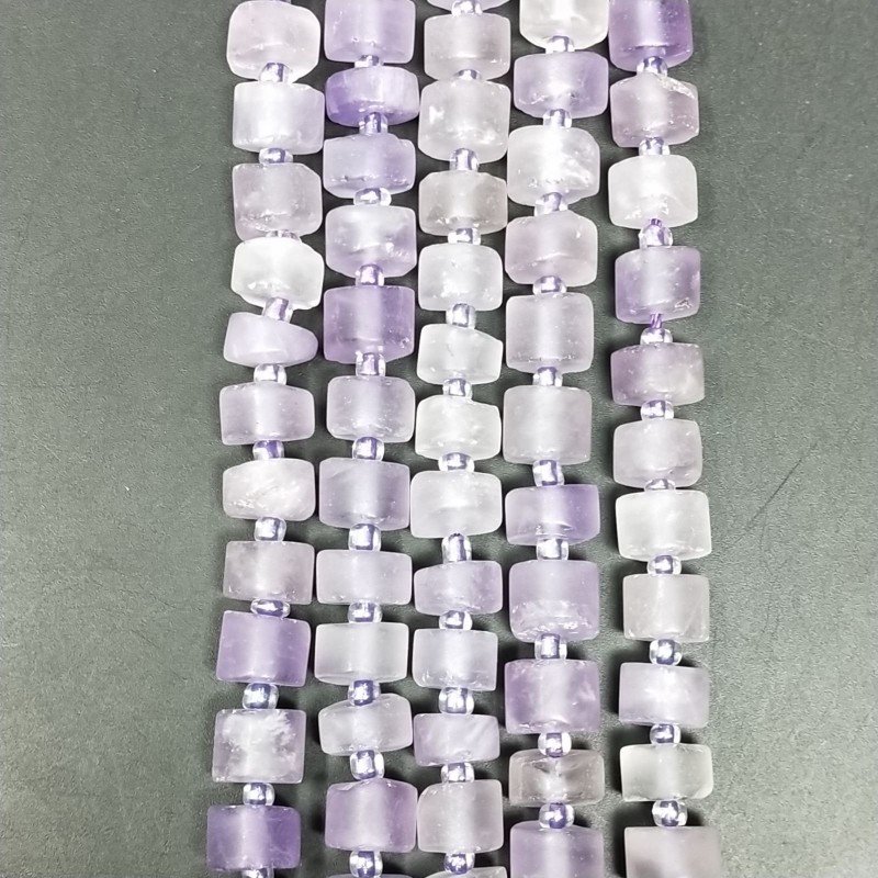 Ametista Rosa Di Francia Naturale in Perline Forma Rondelle Liscio Satinato Matte Foro Passante 08mm