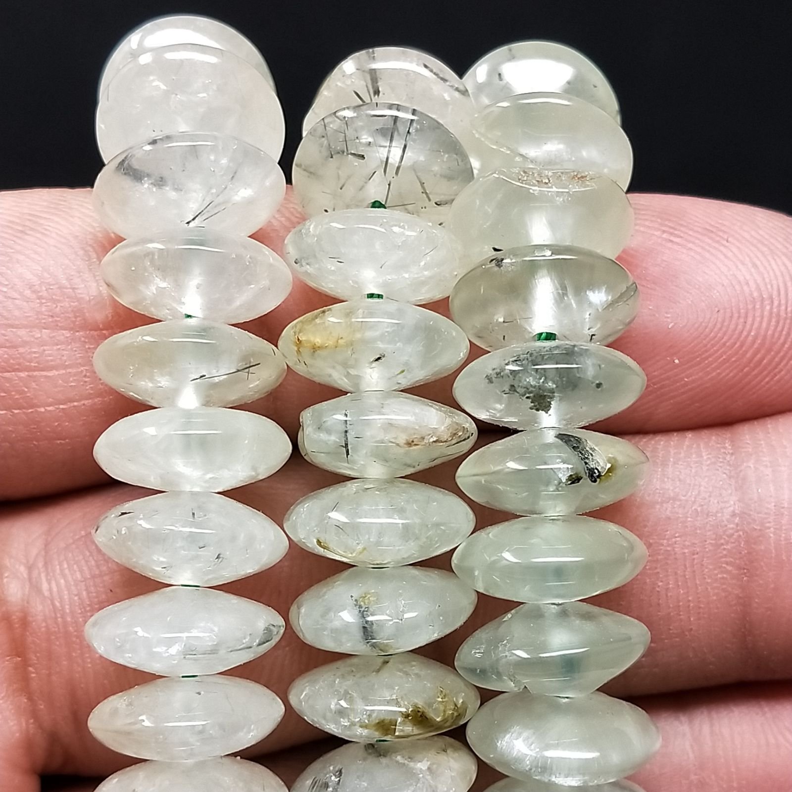 Prenite Naturale in Perline Forma Rondelle Dischio Liscio Foro Passante 12mm
