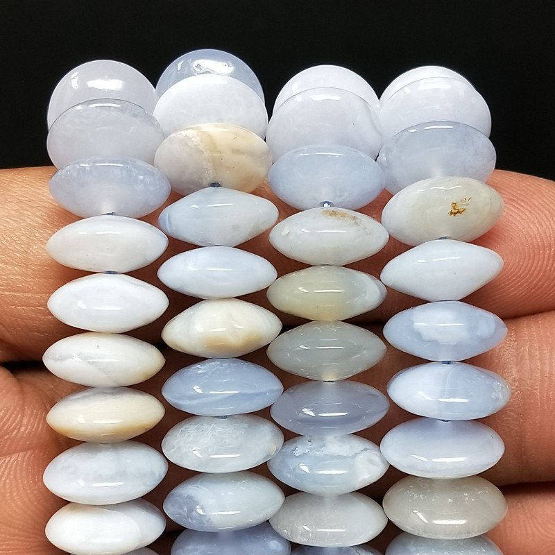 Calcedonio Naturale in Perline Forma Rondelle Dischio Liscio Foro Passante 12mm