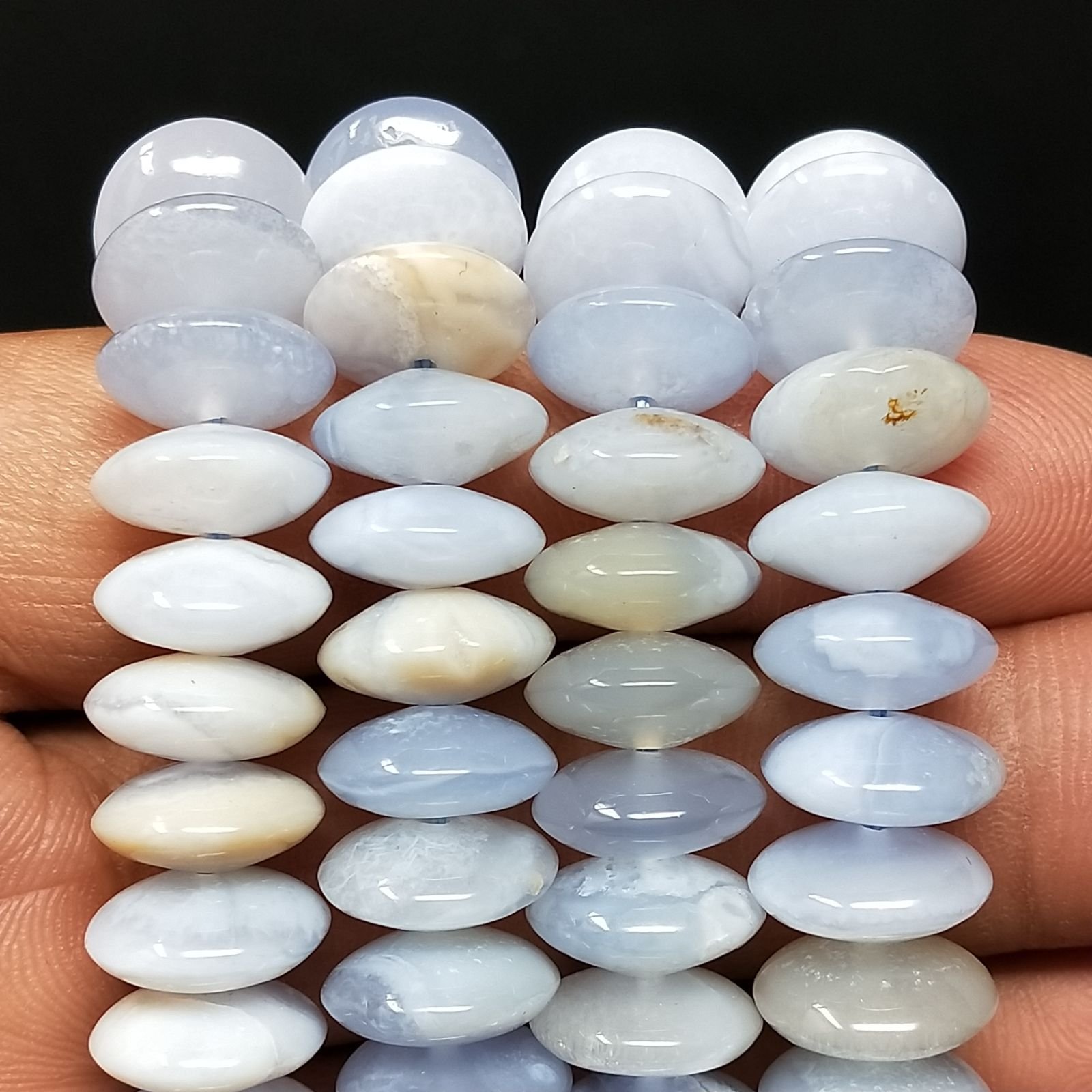 Calcedonio Naturale in Perline Forma Rondelle Dischio Liscio Foro Passante 12mm