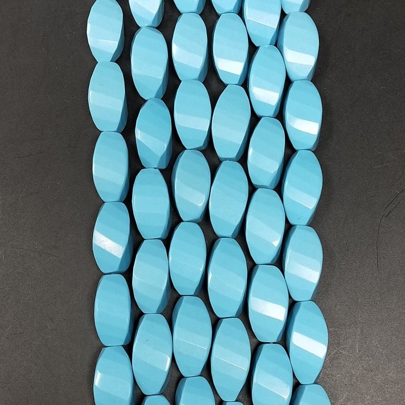 Pasta di Turchese in Perline Forma Twist Sfaccettato Foro Passante 08X16mm