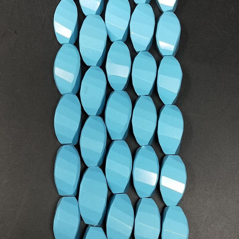 Pasta di turchese in Perline Forma Twist Sfaccettato Foro Passante 10X18mm