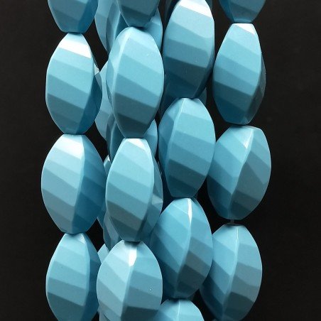 Pasta di Turchese in Perline Forma Twist Sfaccettato Foro Passante 12X24mm