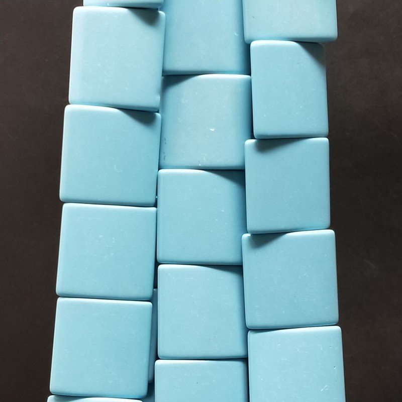 Pasta di Turchese in Perline Forma Quadrato Piatto Liscio Foro Passante 25mm