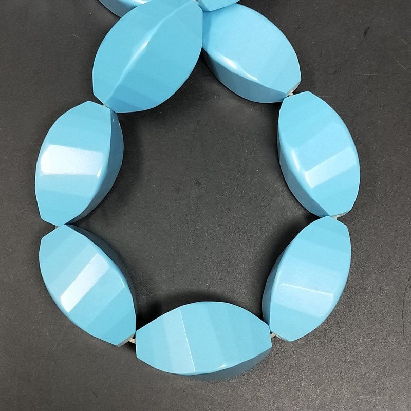 Pasta di Turchese in Perline Forma Twist Sfaccettato Foro Passante 15X30mm