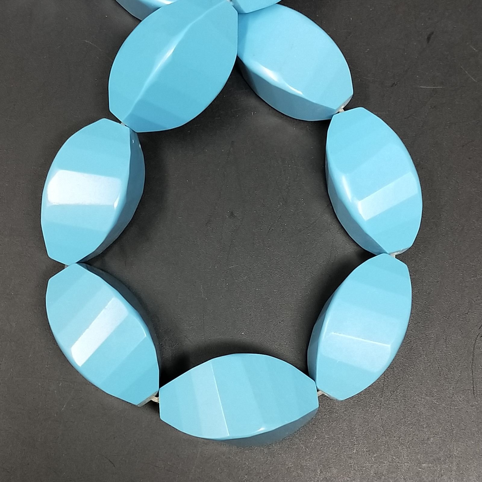 Pasta di Turchese in Perline Forma Twist Sfaccettato Foro Passante 15X30mm