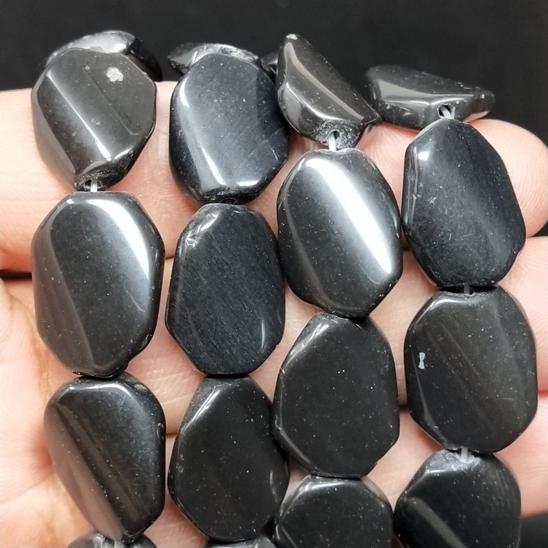 Agata Nera Perline Forma Elicoidale Sassi Liscio 14X18mm