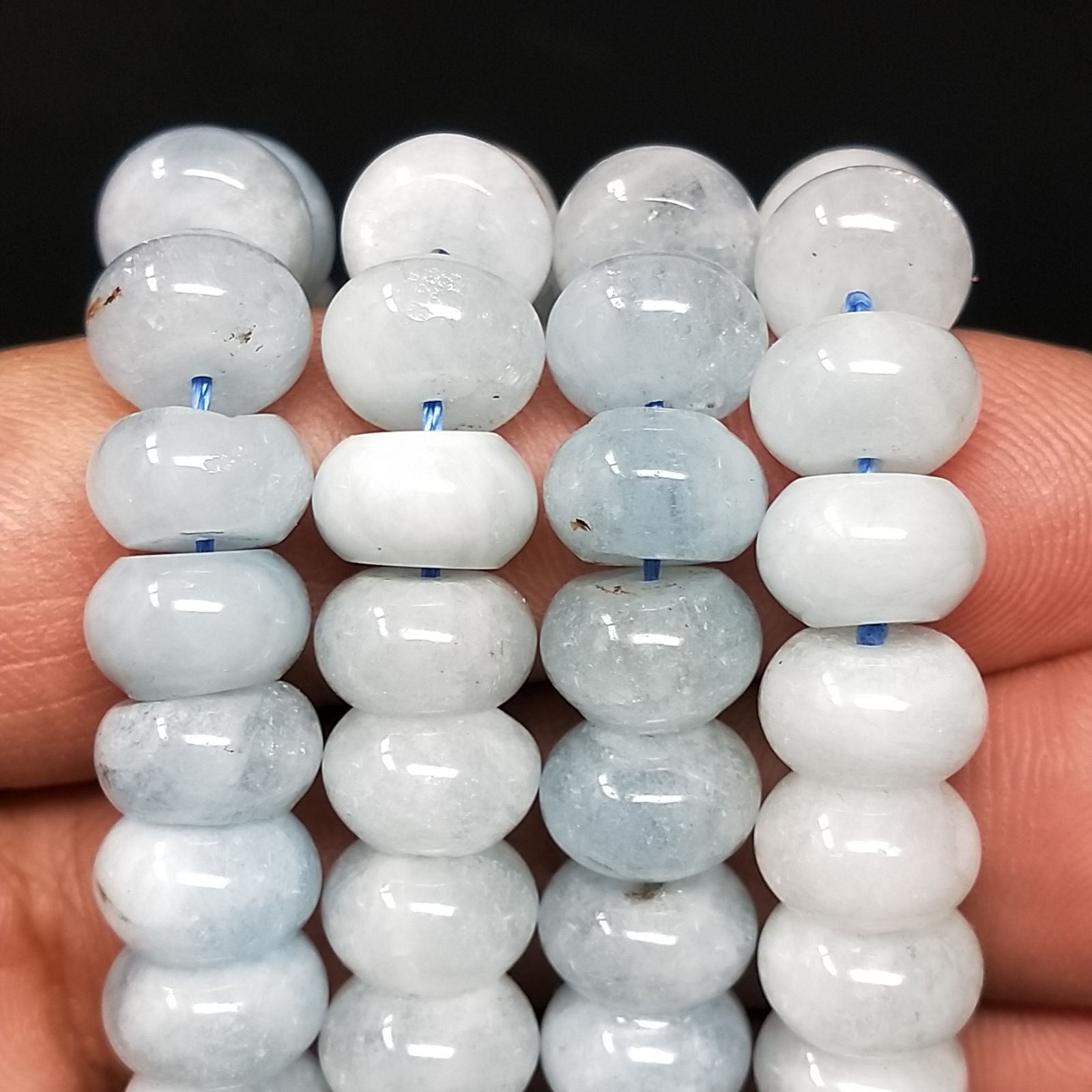 Acquamarina Naturale in Perline Forma Rondelle Liscio Foro Passante 10x07mm