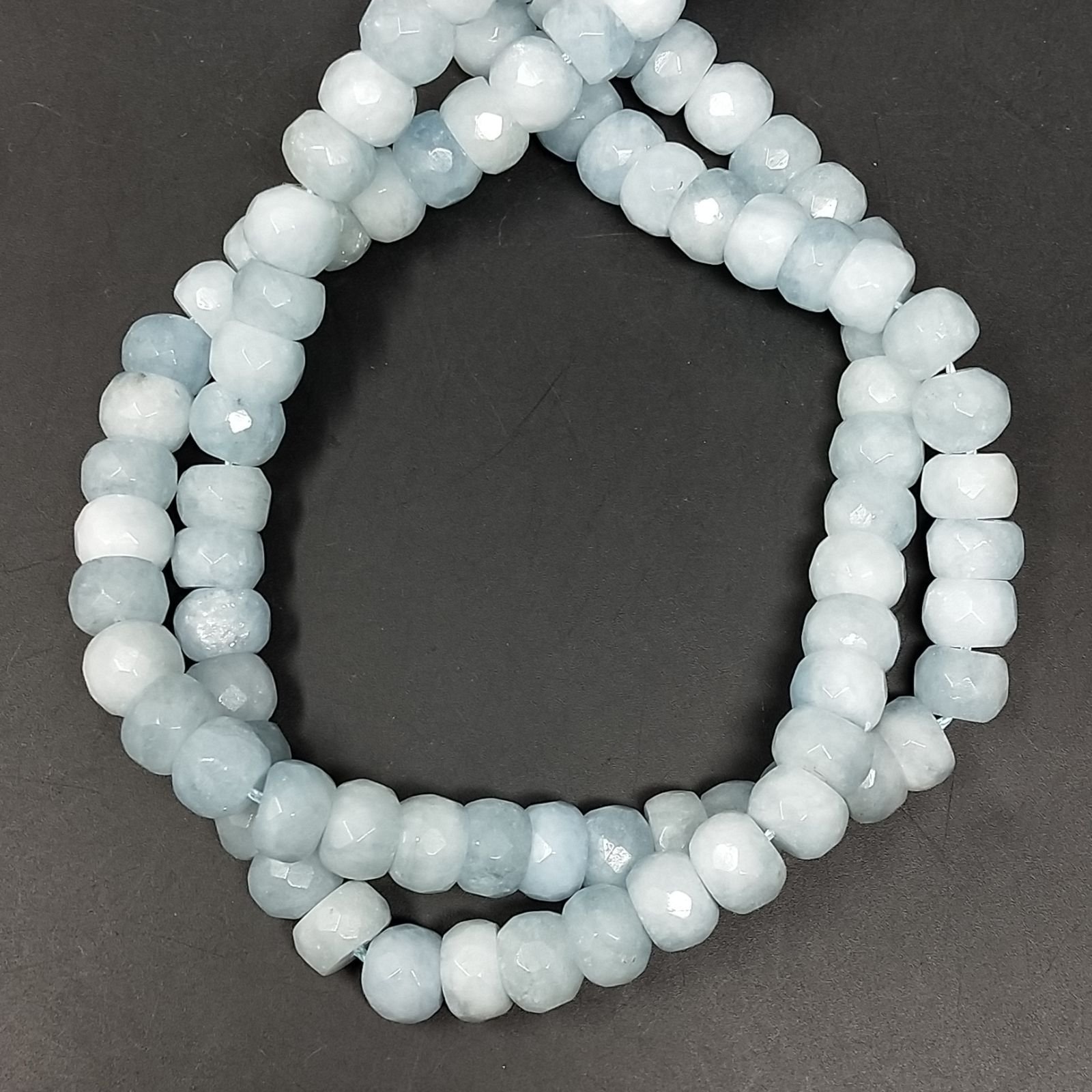 Acquamarina Naturale in Perline Forma Rondelle Sfaccettato Foro Passante 09X06mm