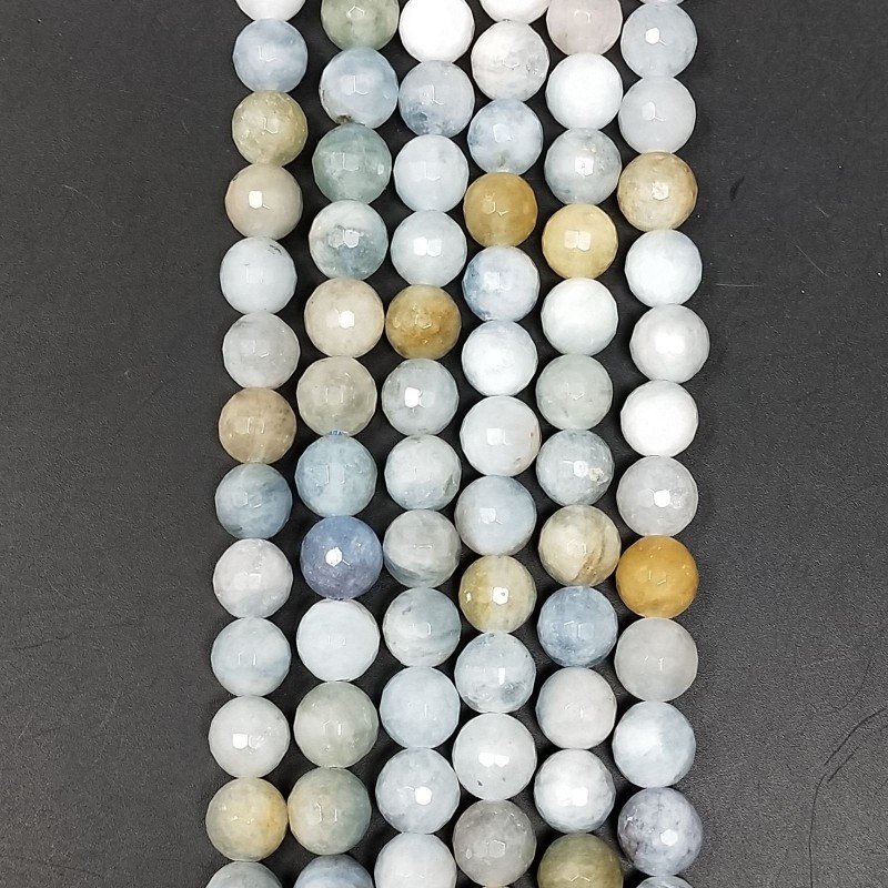 Acquamarina Multicolore Perline Forma Tondo Sfaccettato 08mm