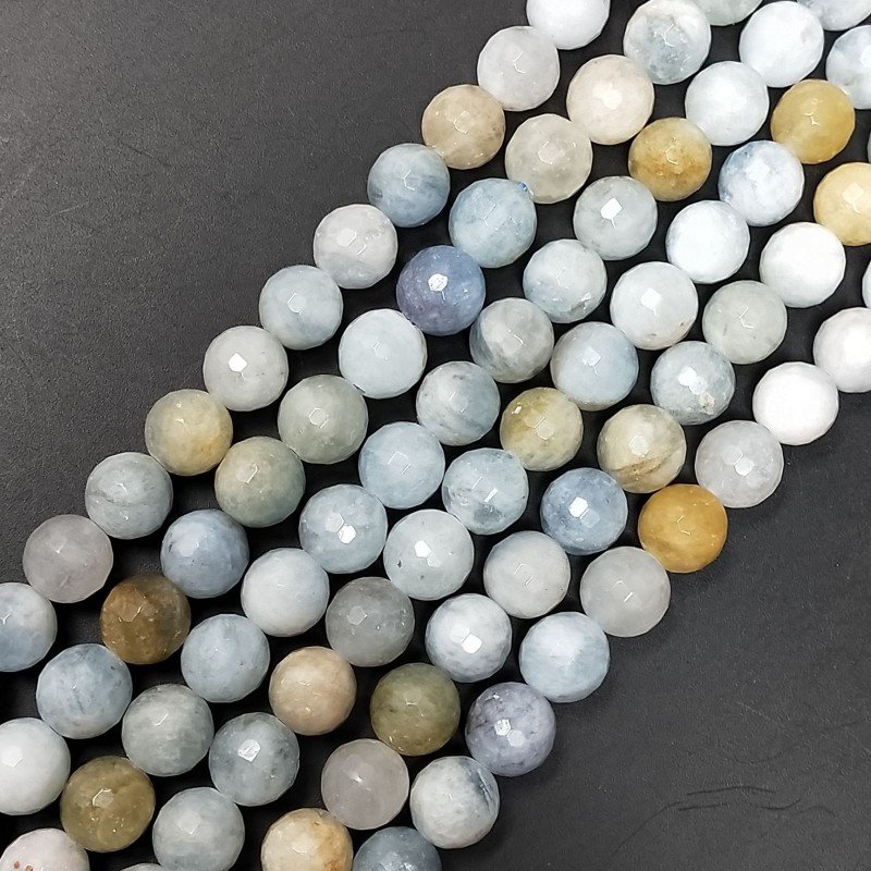 Acquamarina Multicolore Perline Forma Tondo Sfaccettato 08mm