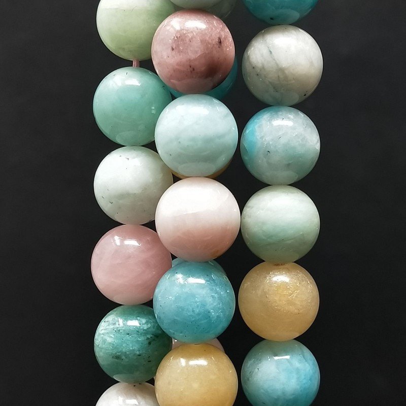 Acquamarina Multicolore Perline Forma Tondo Liscio 12mm