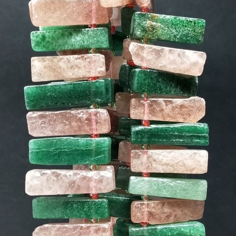 Quarzo Bicolore Perline Forma Frangia Liscio Foro Laterale a Gradazione Grezzo 20-30mm