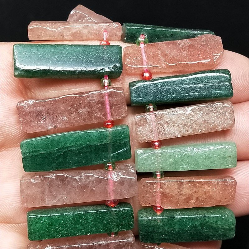 Quarzo Bicolore Perline Forma Frangia Liscio Foro Laterale a Gradazione Grezzo 20-30mm
