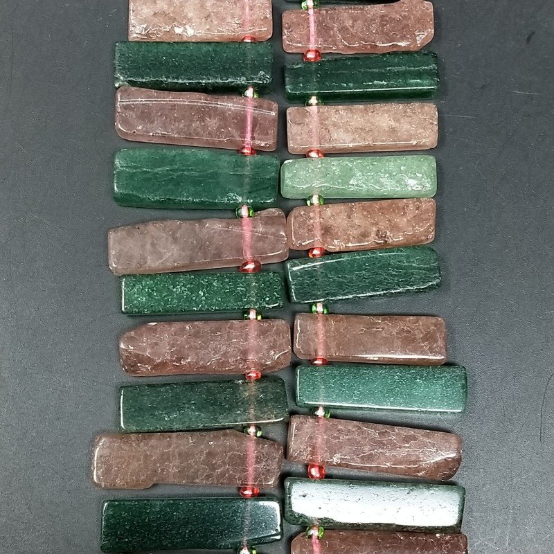 Quarzo Bicolore Perline Forma Frangia Liscio Foro Laterale a Gradazione Grezzo 20-30mm