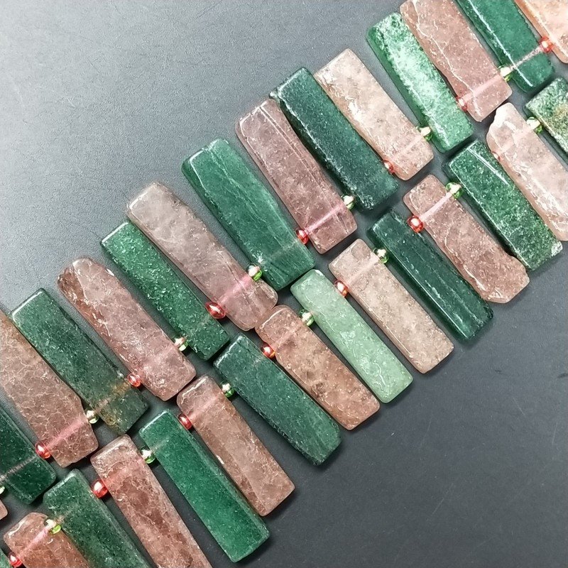 Quarzo Bicolore Perline Forma Frangia Liscio Foro Laterale a Gradazione Grezzo 20-30mm