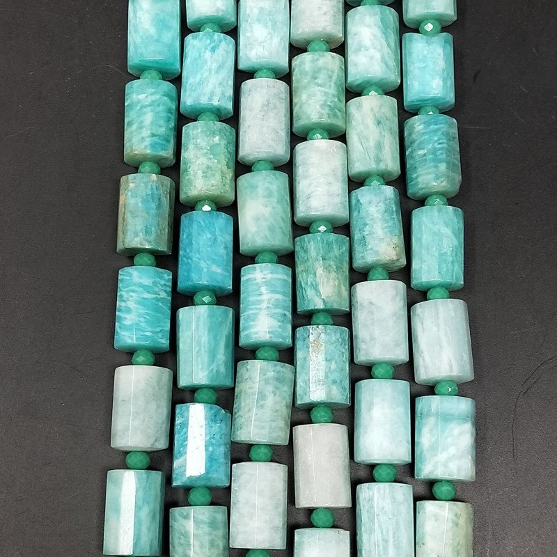 Amazzonte Russa Perline Forma Cilindro Sfaccettato Taglio Laser 10x14mm Amazzonte Russa Perline Forma Cilindro Sfaccettato Taglio Laser 10x14mm