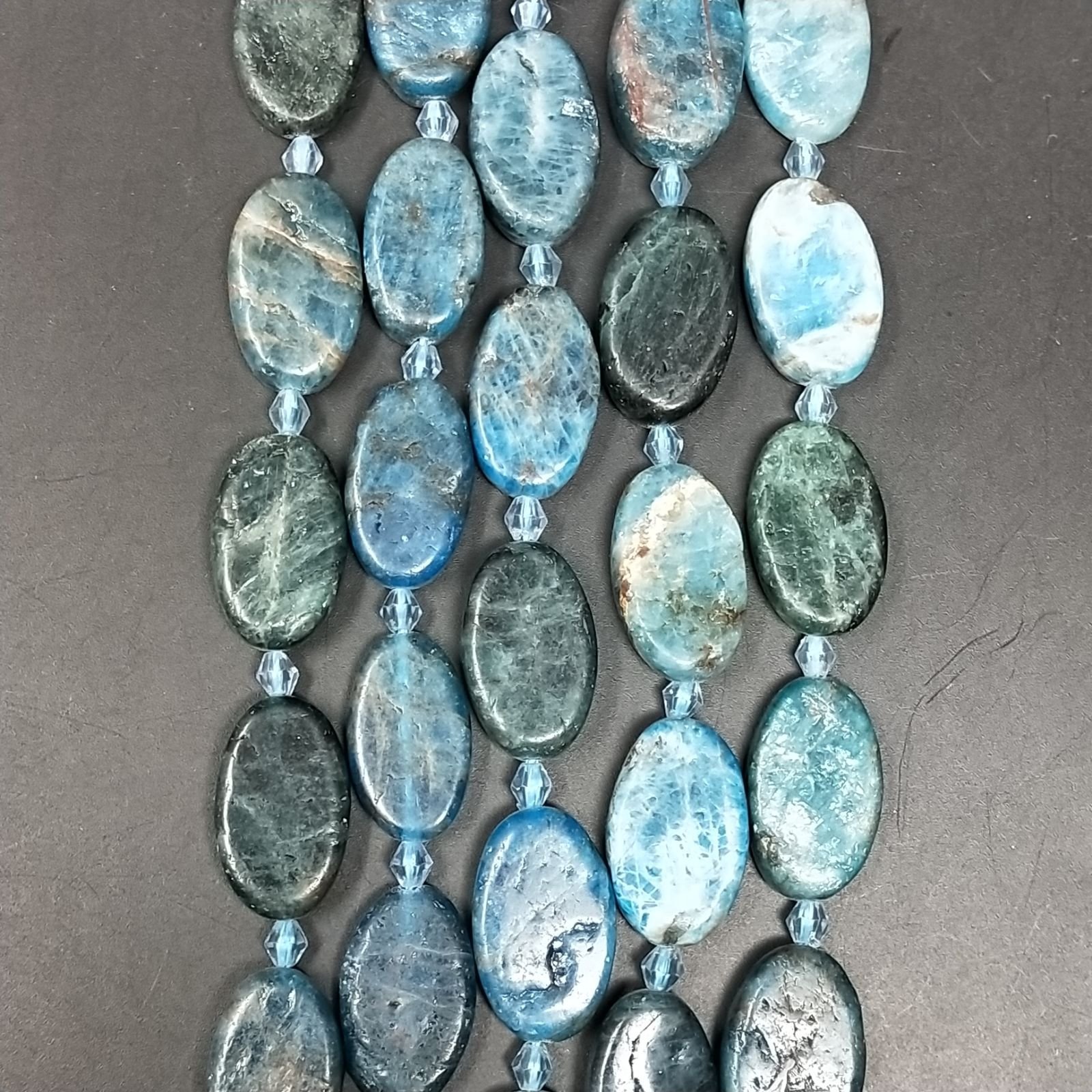 Apatite Naturale in Perline Forma Ovale Piatto Liscio Satinato a Mano Foro Passante 12X20mm