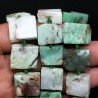 Crisoprasio Naturale Perline Forma Quadrato Piatto Grezzo Liscio Foro Passante 15-18mm