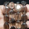 Quarzo Fume Naturale in Perline Forma Ovale Piatto Liscio Foro Passante 13X18mm