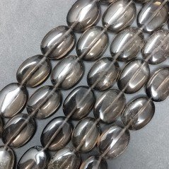Quarzo Fume Naturale in Perline Forma Ovale Piatto Liscio Foro Passante 13X18mm