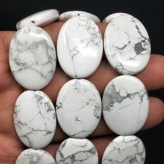 Aulite Bianca Naturale in Perline Forma Ovale Piatto Liscio Foro Passante 22x30mm