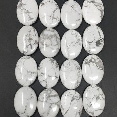 Aulite Bianca Naturale in Perline Forma Ovale Piatto Liscio Foro Passante 22x30mm