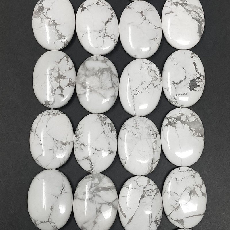 Aulite Bianca Naturale in Perline Forma Ovale Piatto Liscio Foro Passante 22x30mm